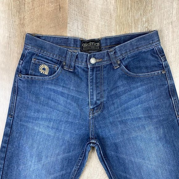 AKDMKS Jeans Wm Sz 16 Distressed Embroidered - Picture 2 of 11